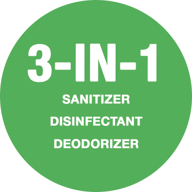 3-in 1 (Sanitizer, Disinfectant, Deodorizer)